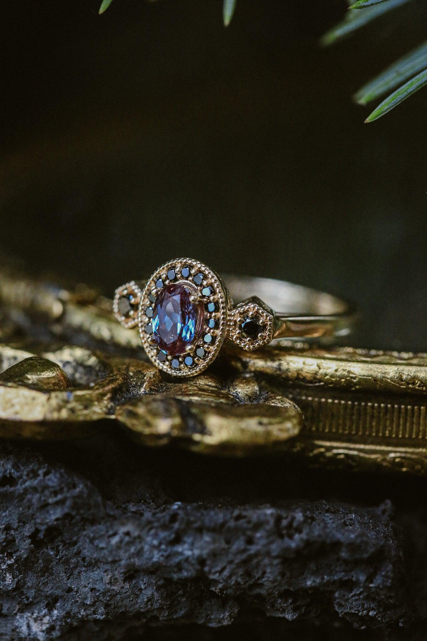 Alexandrite Engagement and Wedding Rings at Staghead Designs